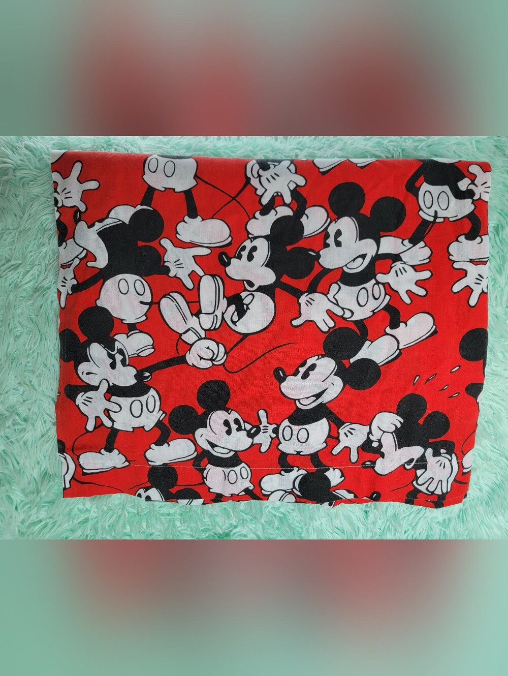 Vintage Disney Mickey Mouse Twin Size Flat Sheet / Material EUC!!